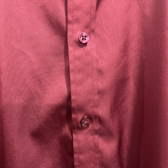 Flex Button-Up Mens Dress Shirt  Wine Size L Italy - Picture 3 of 9